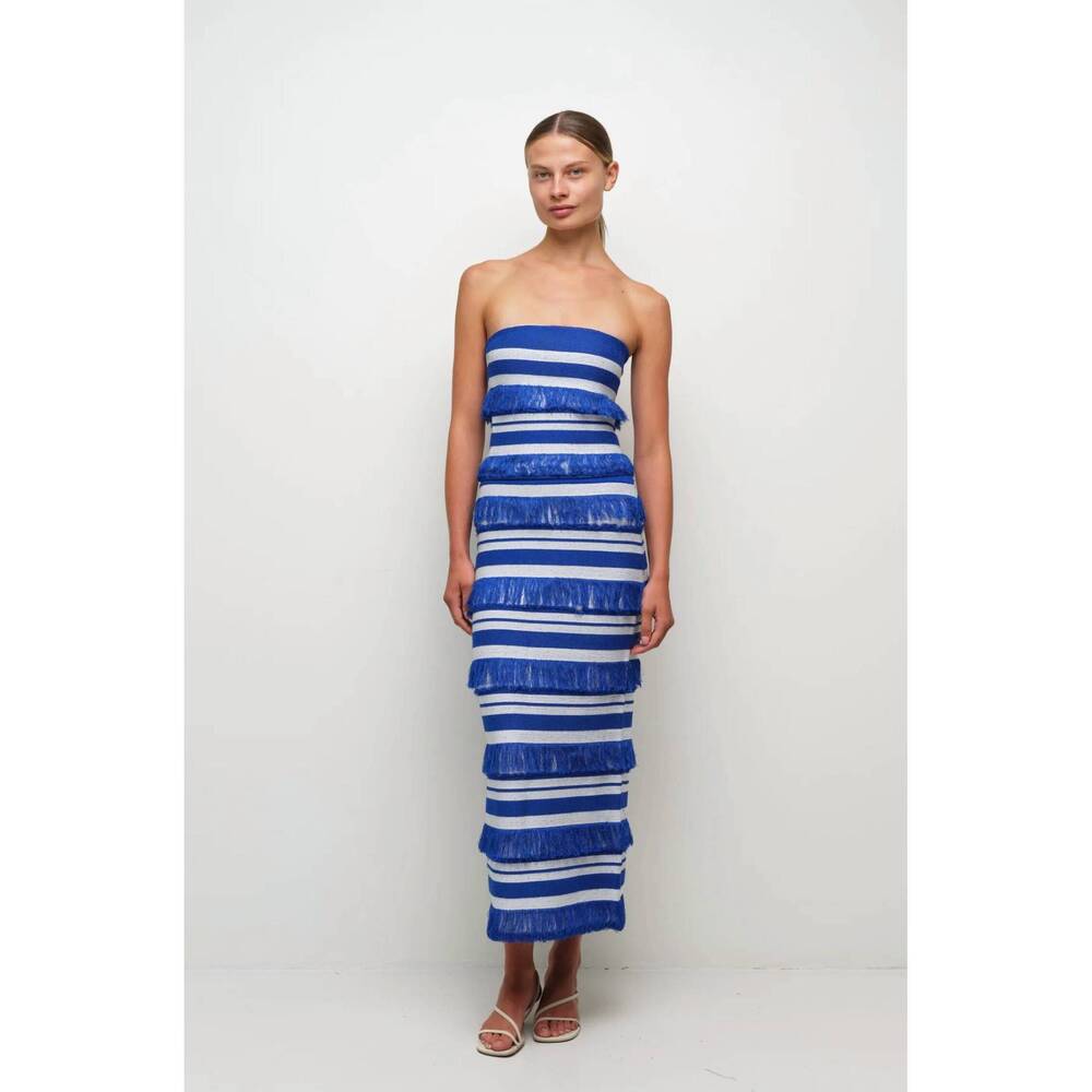 NEW SIMKHAI cairo knit tube top in royal blue stripe